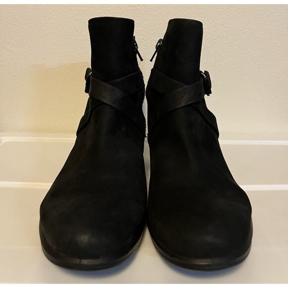 Ecco Women's Felicia Black Suede Wedge Ankle Boots EU 40/US 9-9.5 Side Zip - Picture 2 of 12